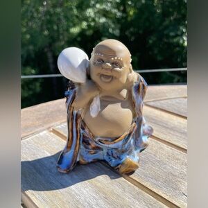 Wanjiang Chinese Mudmen Buddha, Vintage Asian Traveler Buddha Smiling Mud Men